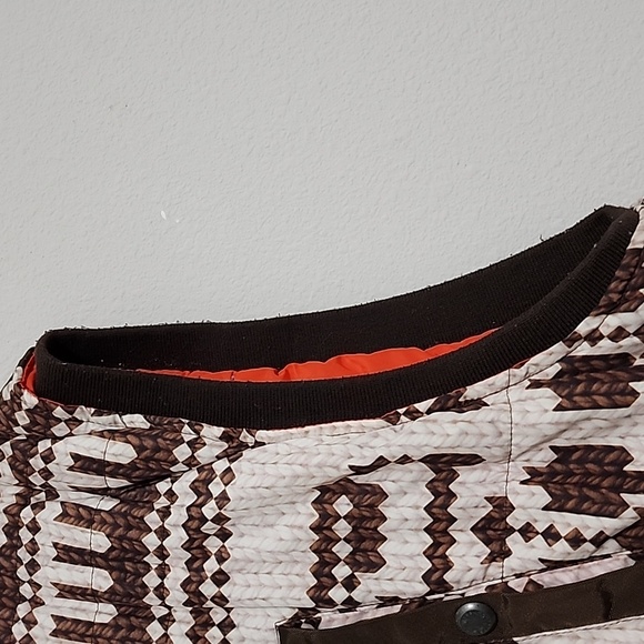 Men's Sean John Mens Brown Orange Print Puffer Vest Size XXL - Picture 4 of 9